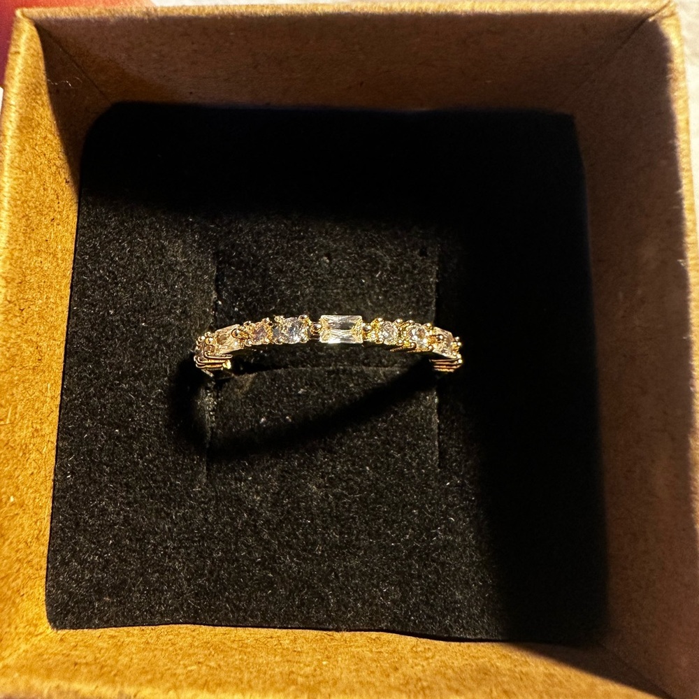 Cubic Zirconia Gold over Sterling Silver Women's Eternity Ring size 8